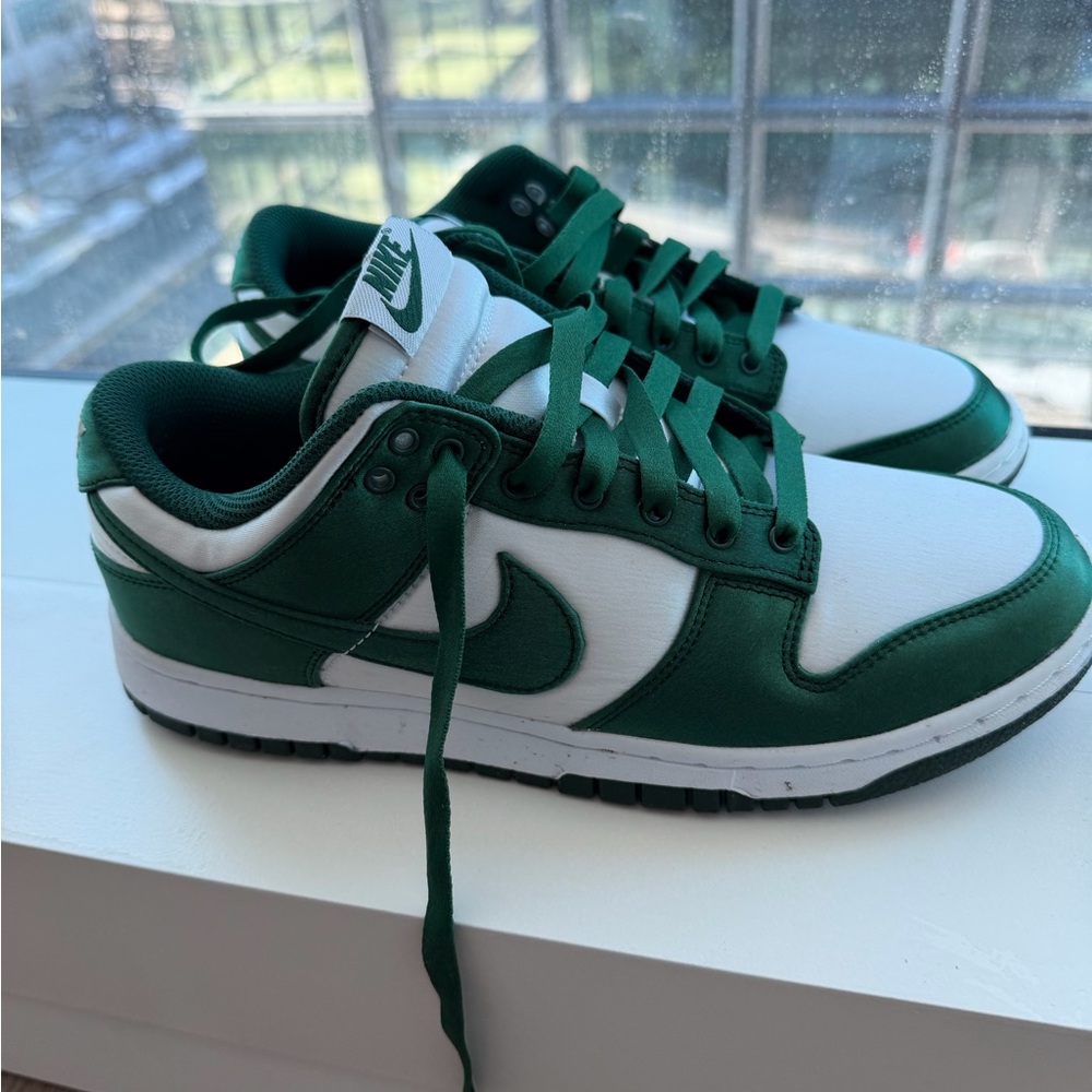 Nike Forest Green and White Low-Top Sneakers